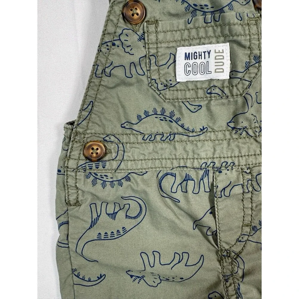 JUST ONE YOU Made‎ By Carters Newborn Dinosaur Print Short Overalls Size NB